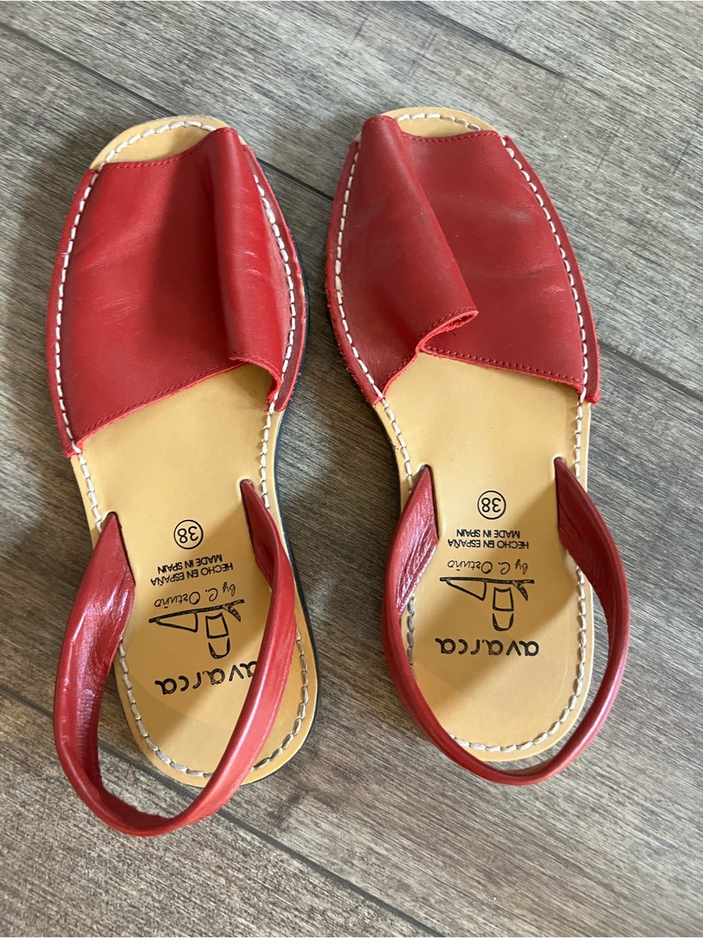 Avarca Red Leather Slingback Sandals for Women